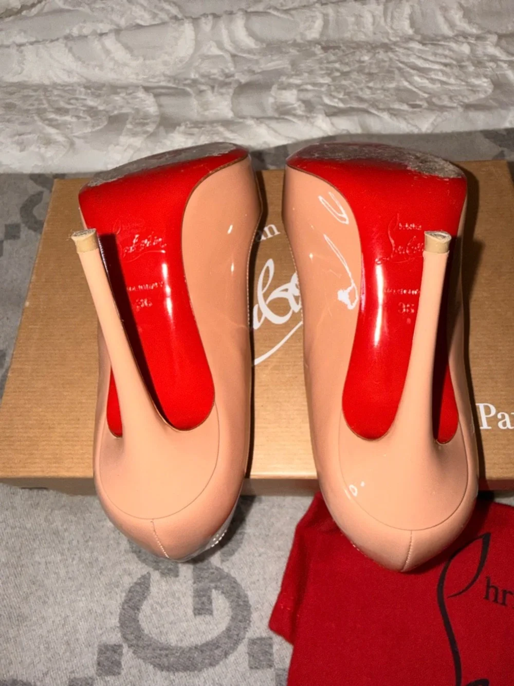Christian Louboutin Nude Patent Pigalle Stiletto Pumps, 100mm, 36 - Picture 5 of 13